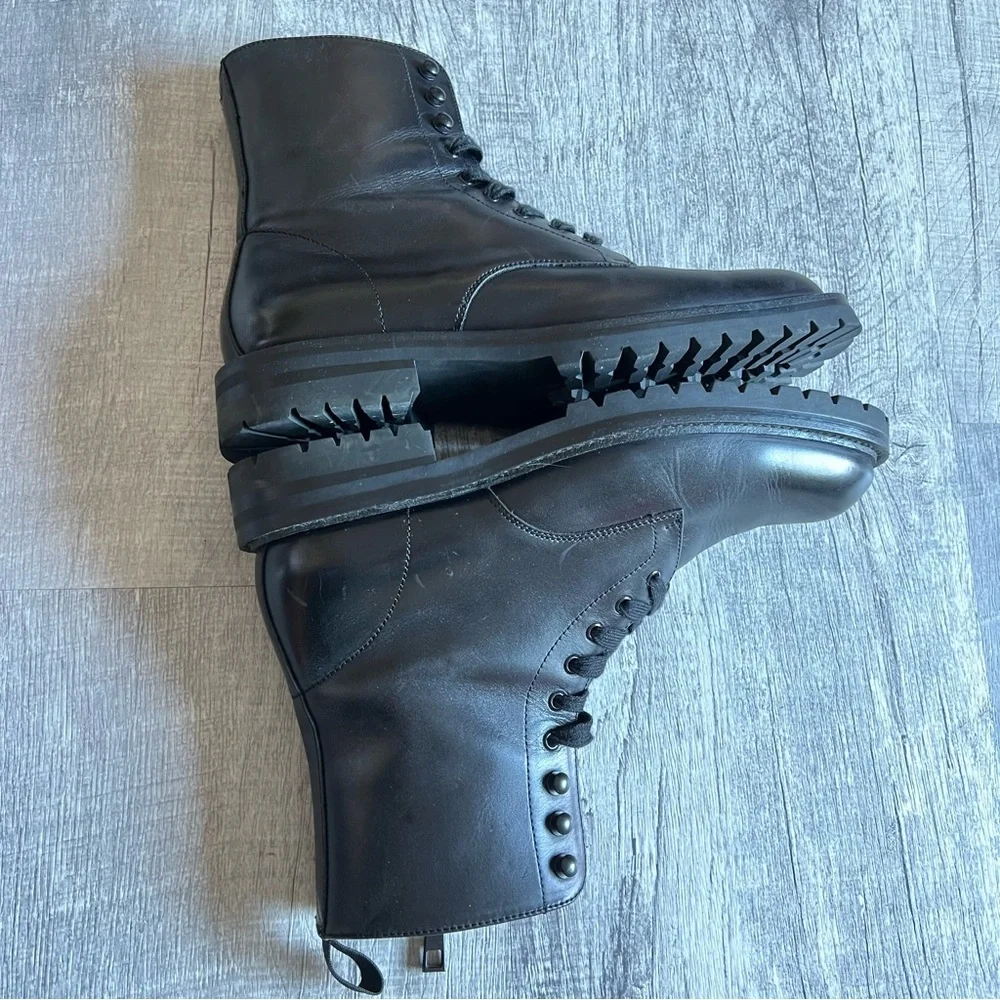 Steve Madden Combat Black Leather Boots Size 8